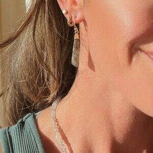 Labradorite Gemstone Geometric Drop Earrings Unique, Pretty Earrings